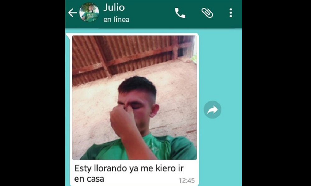 Mensaje que envió el joven. Foto://Paraguay.com 