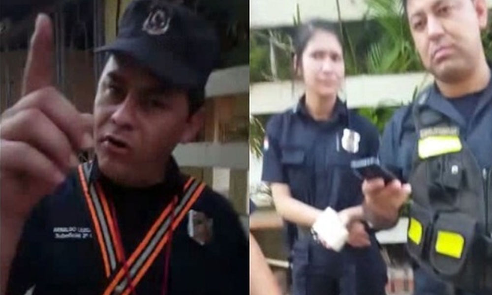 Los tres policías imputados y detenidos en la Agrupación Especializada. Foto: Captura de video. //Paraguay.com