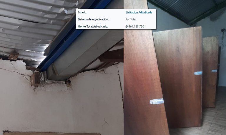 arias imágenes evidencian las obras mal hechas e inconclusas en la sede de la municipalidad de Caaguazú || Cortesía